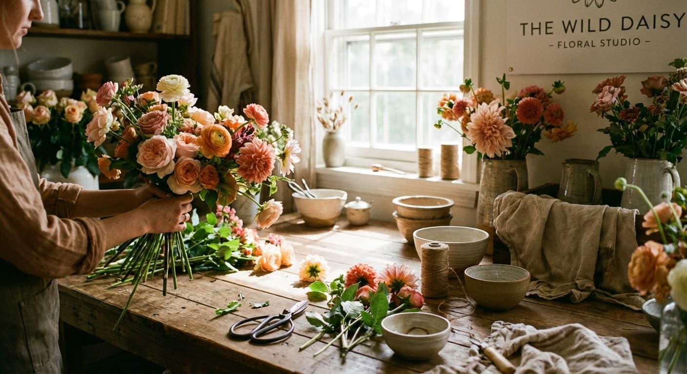 Atelier floral en cours